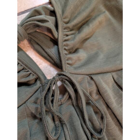 Strappy Olive Green Tie Back Maxi Dress - Picture 5 of 8